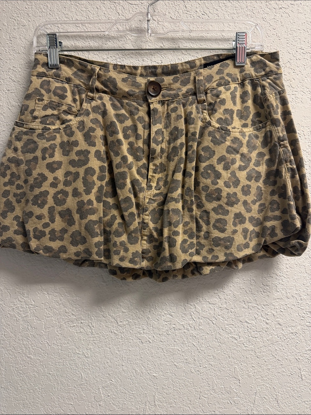 Leopard Print Women’s Bubble Skirt mini - Tan/Black 25